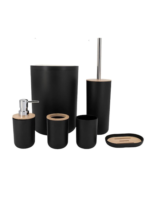 Juego de accesorios para baño Xtellar de bambú 6 piezas