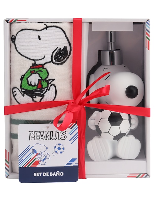 Set de dosificador Peanuts Snoopy Soccer Champion de resina 2 piezas