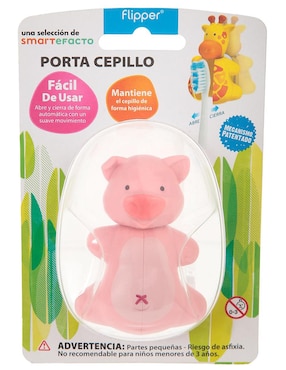 Portacepillo Puerco Flipper Rosa Claro