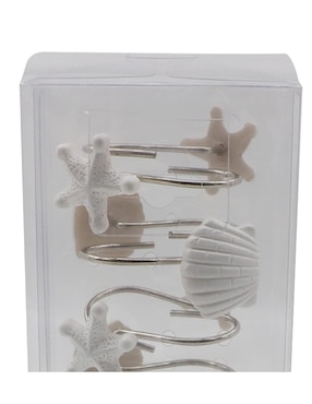 Set de 12 ganchos para cortina Conchas Haus blanco