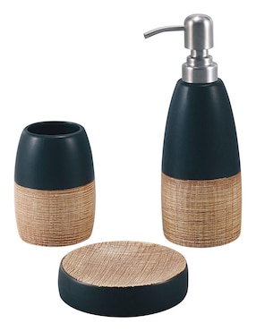 Set De 3 Accesorios Para Baño Zonana Negro