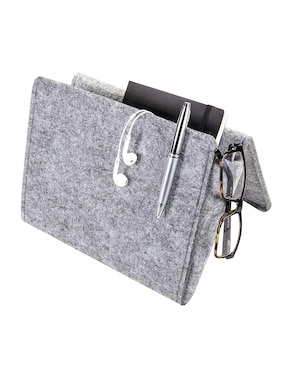 Organizador para cama Kikkerland de fieltro en color gris