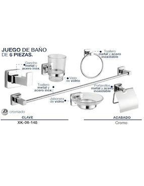 Set baño empotrable Alfa 6 piezas