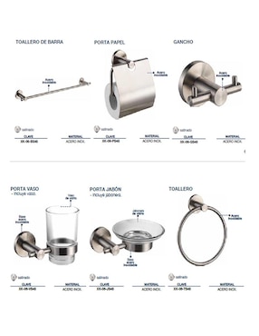 Set baño empotrable Rubinett 6 piezas