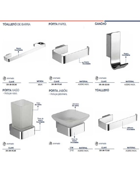 Set baño empotrable Rubinett 6 piezas