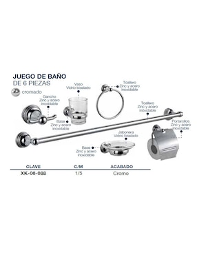 Set baño empotrable Alfa 4 piezas