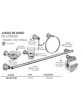 Set baño empotrable Alfa 6 piezas