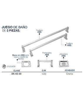 Set baño empotrable Alfa 5 piezas