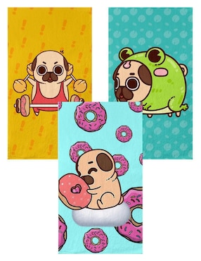 Set De Toallas Nubisuave Pug De Microfibra