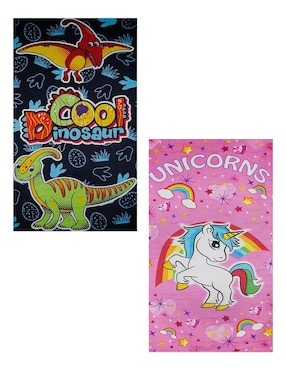 Set De Toallas Nubisuave Unicornio Y Dino Cool De Microfibra