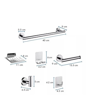 Juego de accesorios para baño Genérica de acero inoxidable 9 piezas