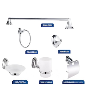 Juego de accesorios para baño Wünd de acero inoxidable 6 piezas