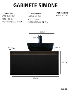 Mueble para baño Decomobil Simone de MDF armable