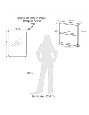 Mueble para baño Maderkit Curvi de melamina armable