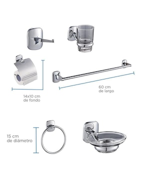 Juego de accesorios para baño Cnx 6 piezas