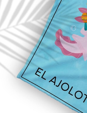 Toalla para baño Juana Gallo Ajolotería mexicana de microfibra