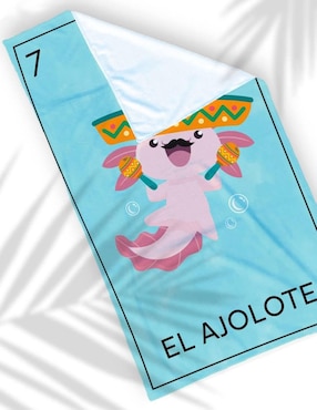 Toalla para baño Juana Gallo Ajolotería mexicana de microfibra