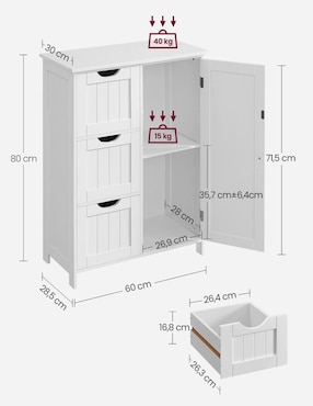 Mueble para baño Vasagle Sofie de MDF armable