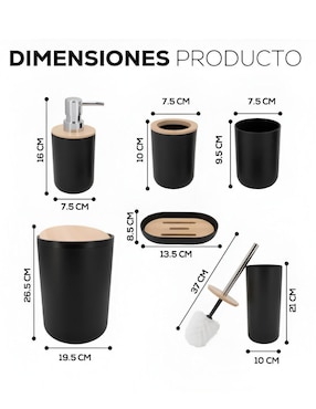 Juego de accesorios para baño Xtellar de bambú 6 piezas