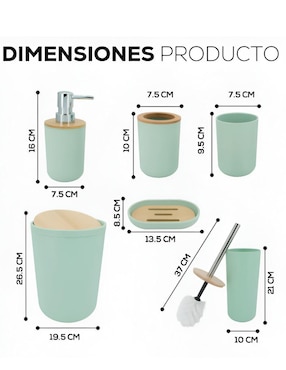 Juego de accesorios para baño Xtellar de bambú 7 piezas