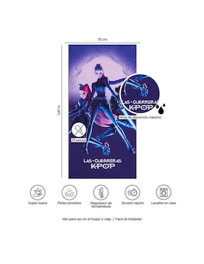 Toalla para baño Providencia Premium guerreras K-pop hunters de microfibra infantil