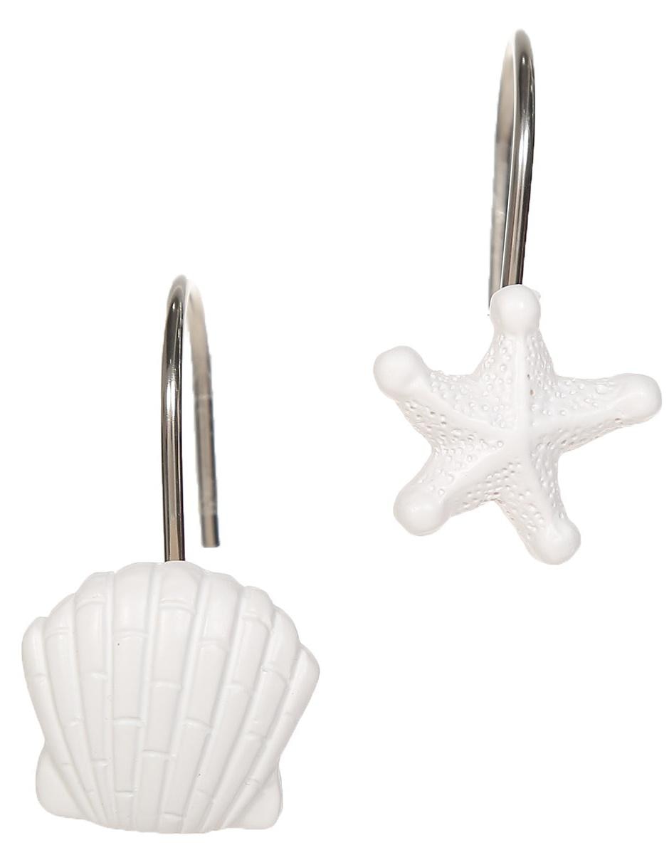 Set de 12 ganchos para cortina Conchas blanco 2