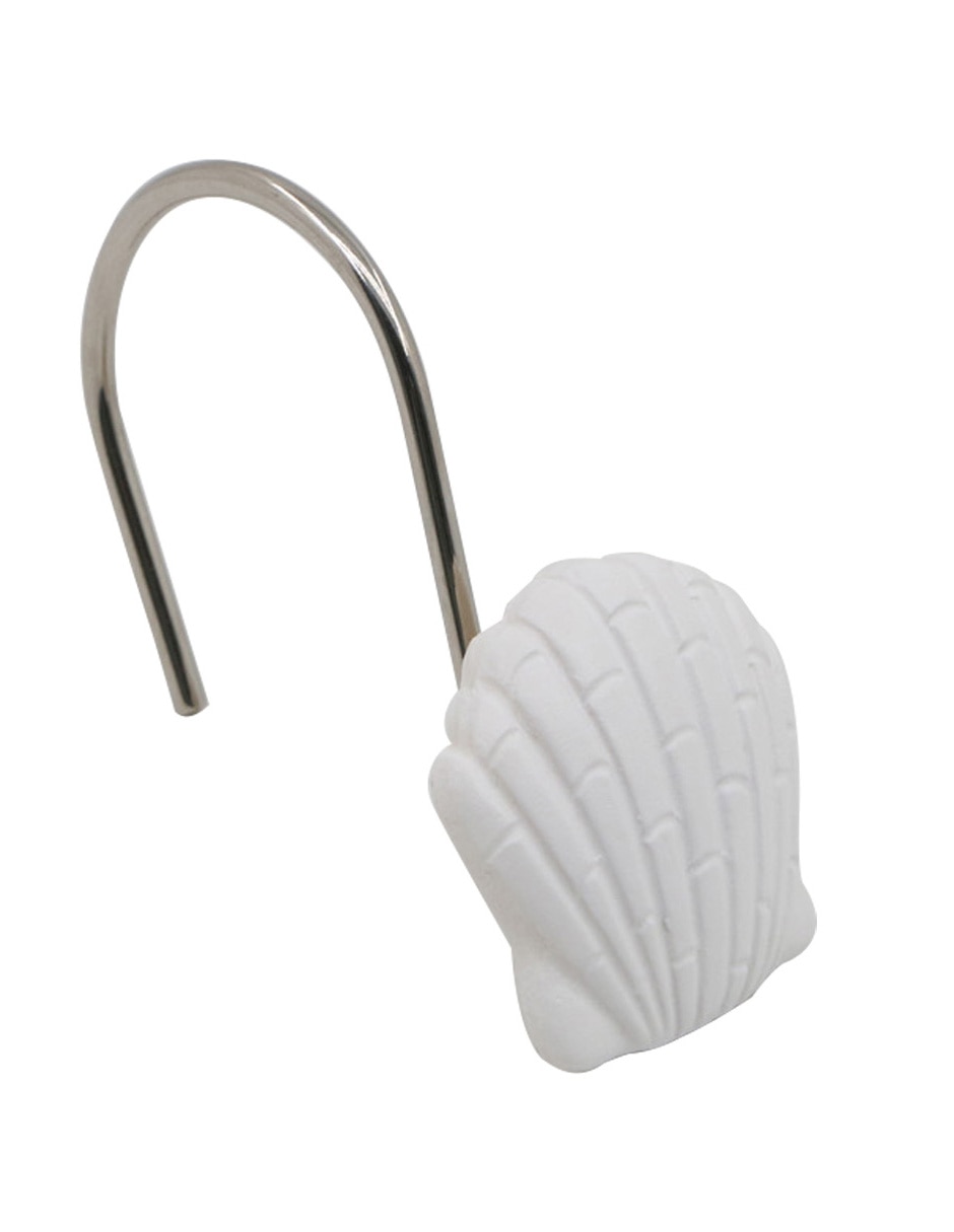 Set de 12 ganchos para cortina Conchas blanco 7