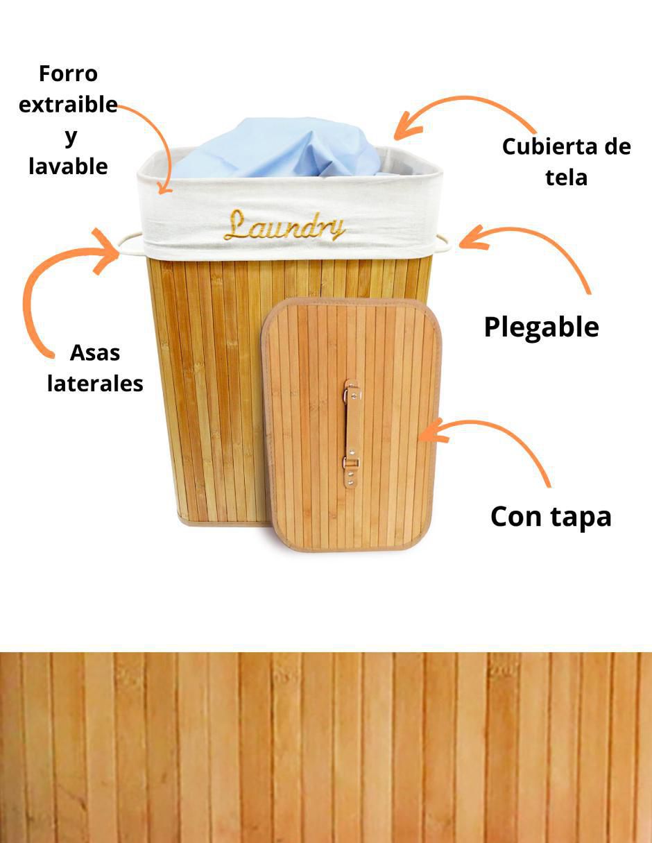 Cesto ropa para ropa de bambú 8