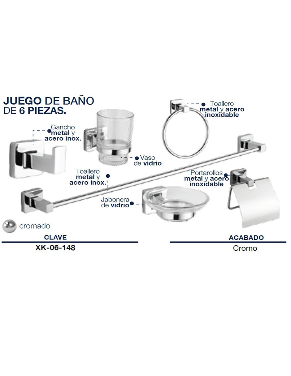Set baño empotrable 6 piezas 2