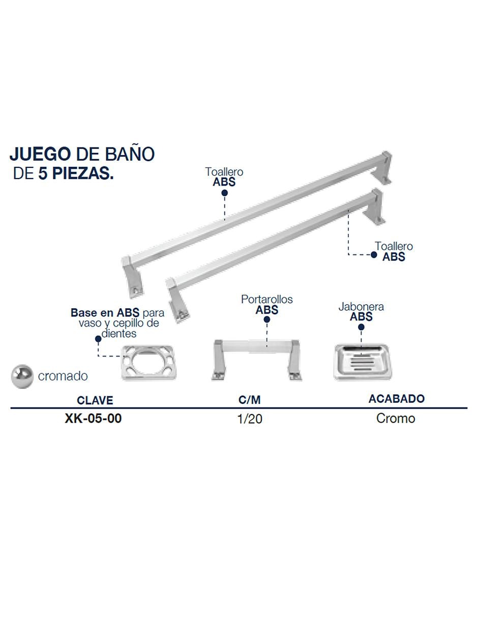 Set baño empotrable 5 piezas 2