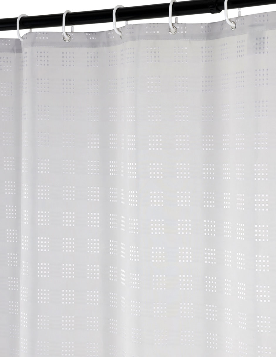 CORTINA BAÑO WAFFLE HAU, M, GRIS CLARO
