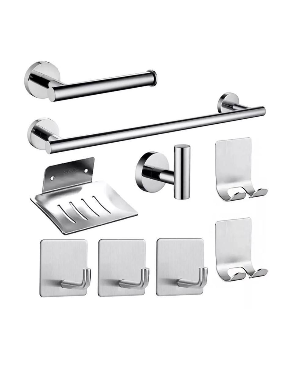 Juego de accesorios para baño de acero inoxidable 9 piezas