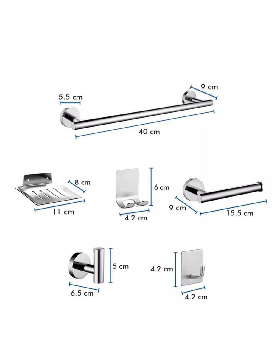 Juego de accesorios para baño de acero inoxidable 9 piezas 5