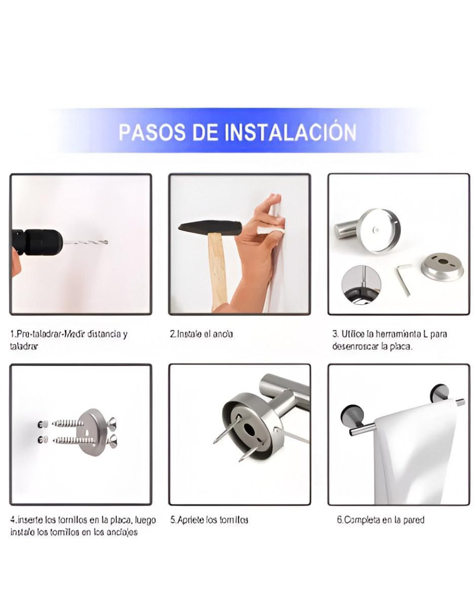 Juego de accesorios para baño de acero inoxidable 6 piezas 3