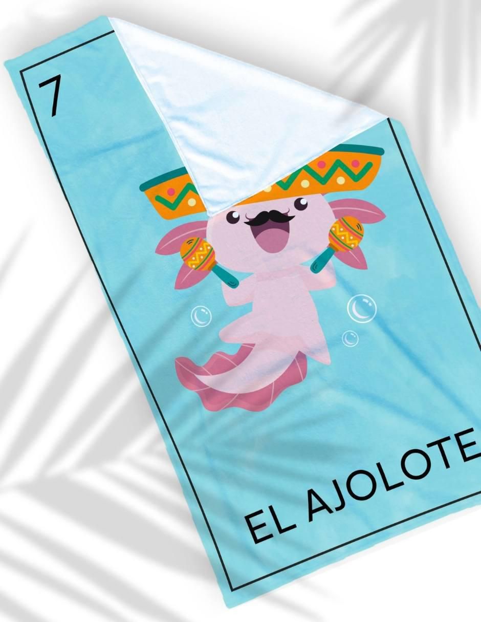 Toalla para baño Ajolotería mexicana de microfibra 4