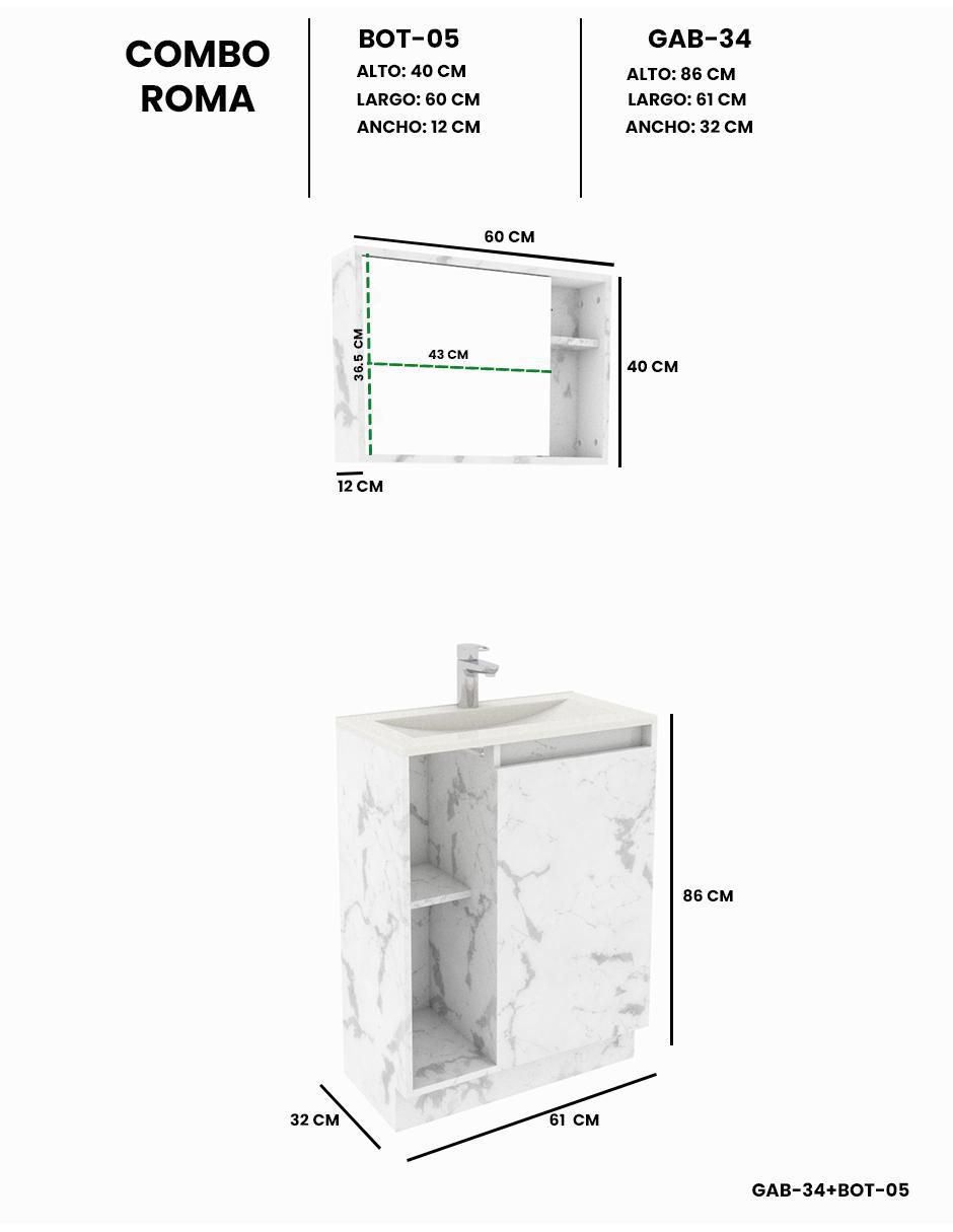 Mueble para baño Roma de melamina armable 7