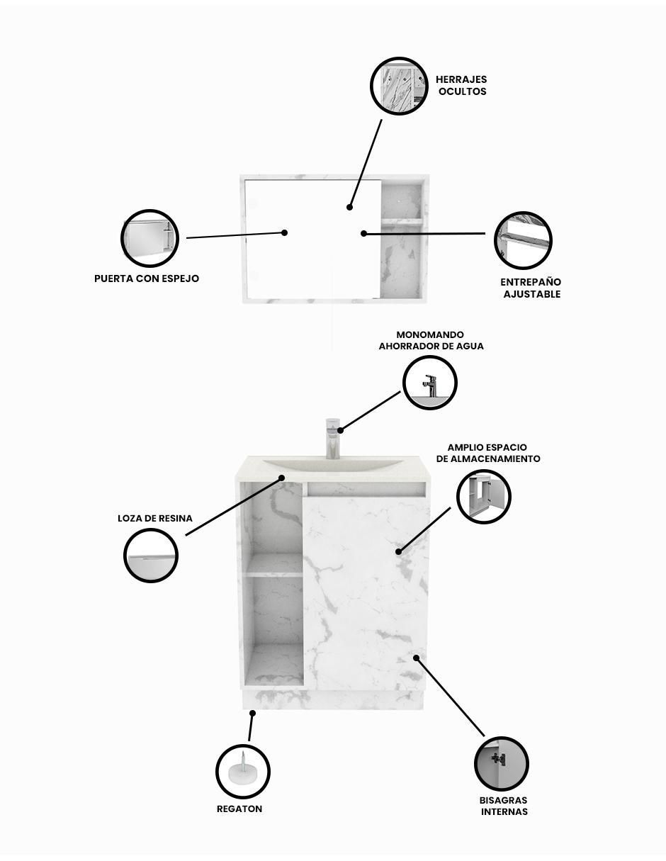 Mueble para baño Roma de melamina armable 5