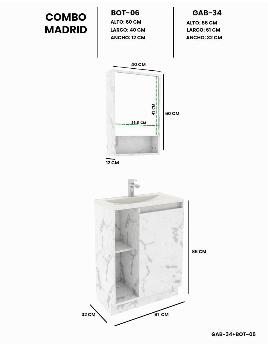 Mueble para baño Madrid de melamina armable 7