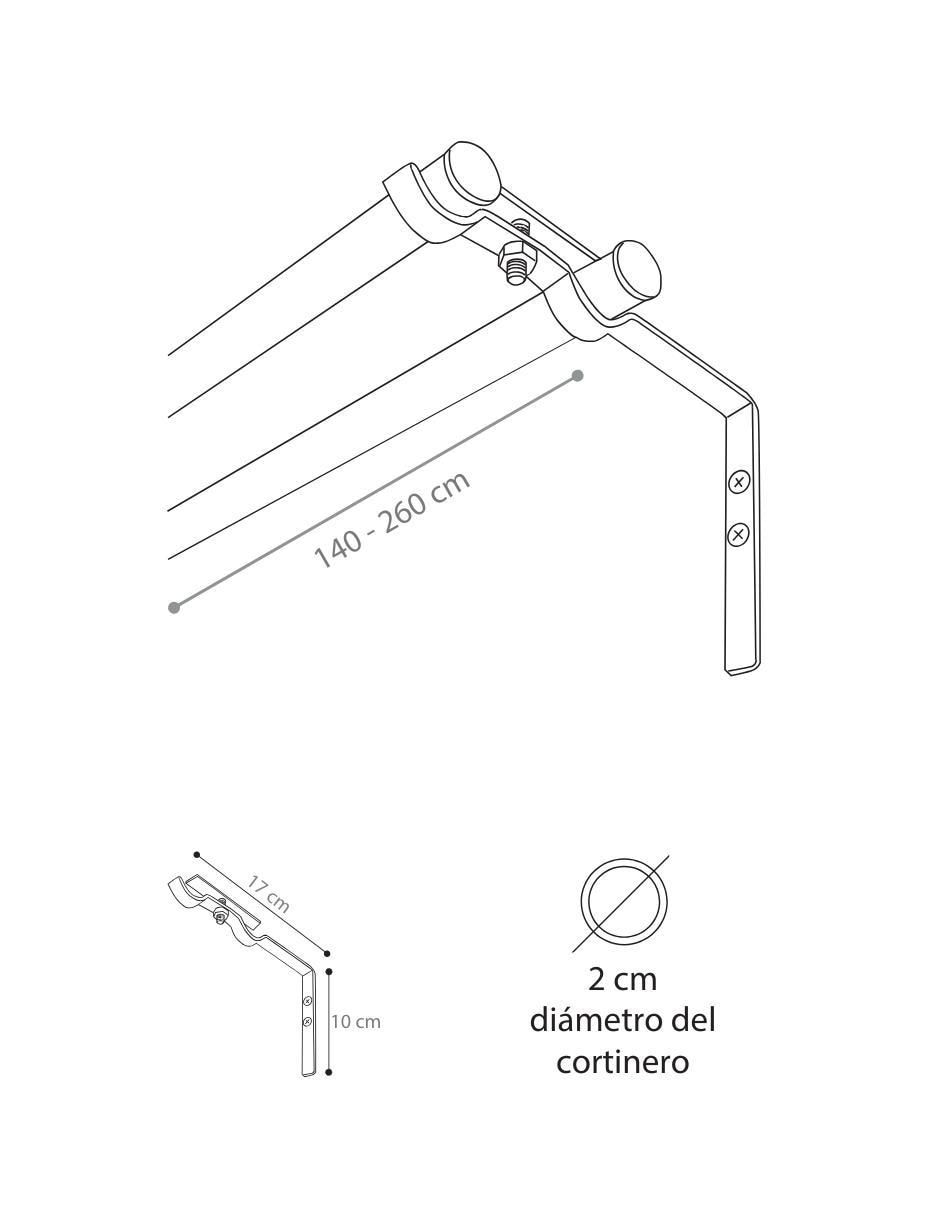 Cortinero de acero Cantia Doble 2.60m