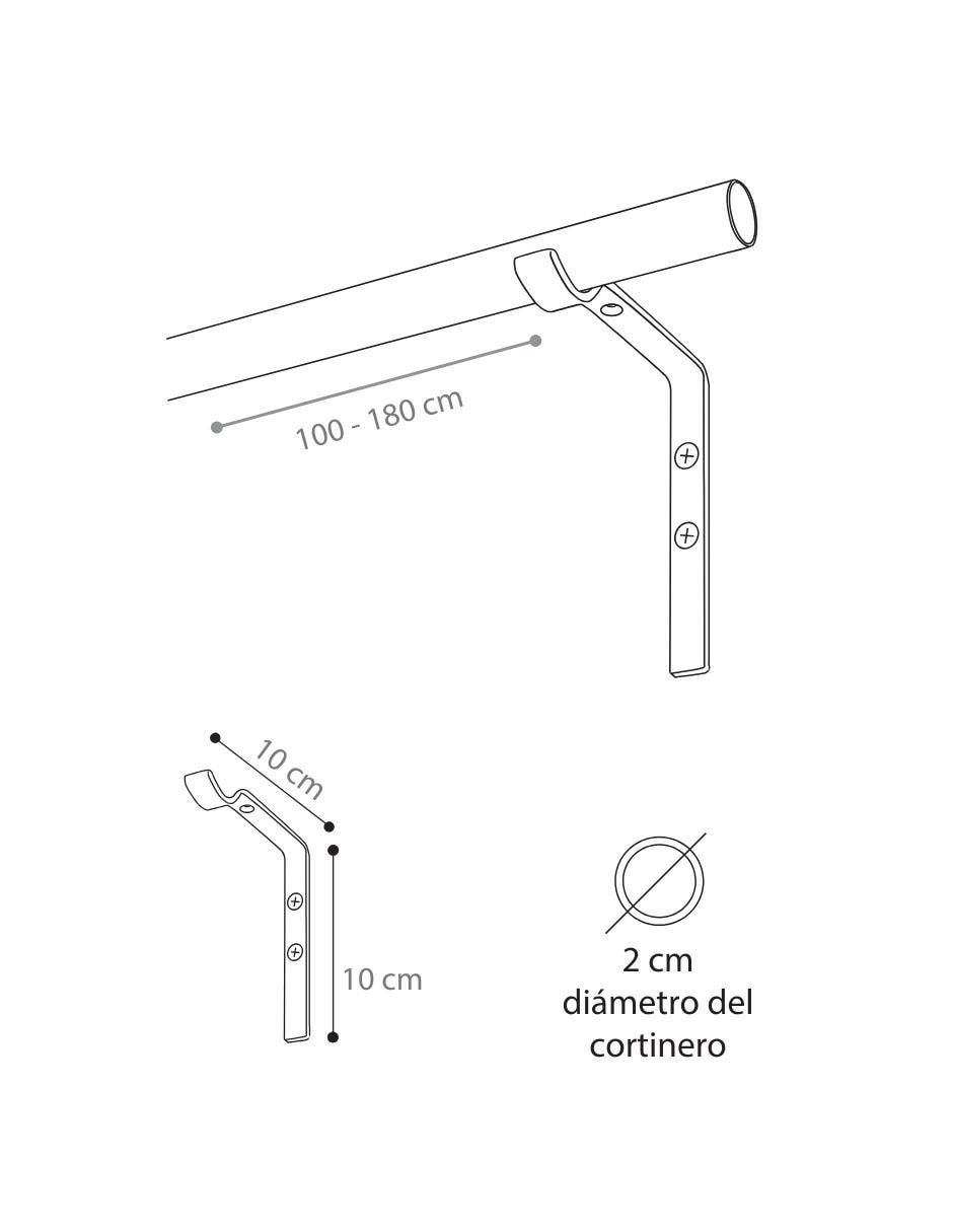 Cortinero de acero Cantia Sencillo 1.8m