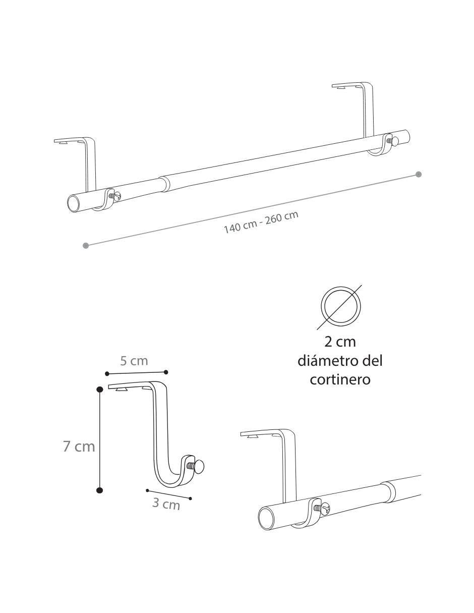 Cortinero de acero Cantia Sencillo Techo