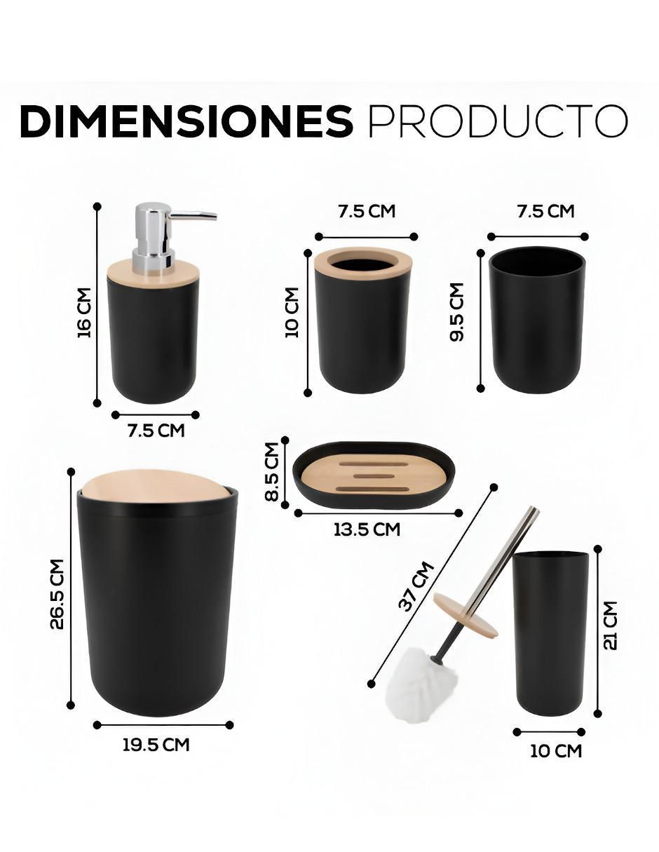 Juego de accesorios para baño de bambú 6 piezas 5