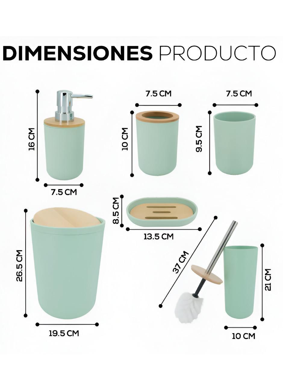Juego de accesorios para baño de bambú 7 piezas 5