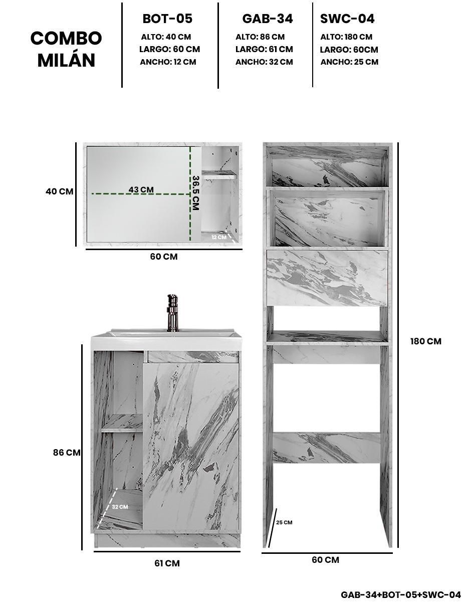 Mueble para baño Milan de MDF armable 7