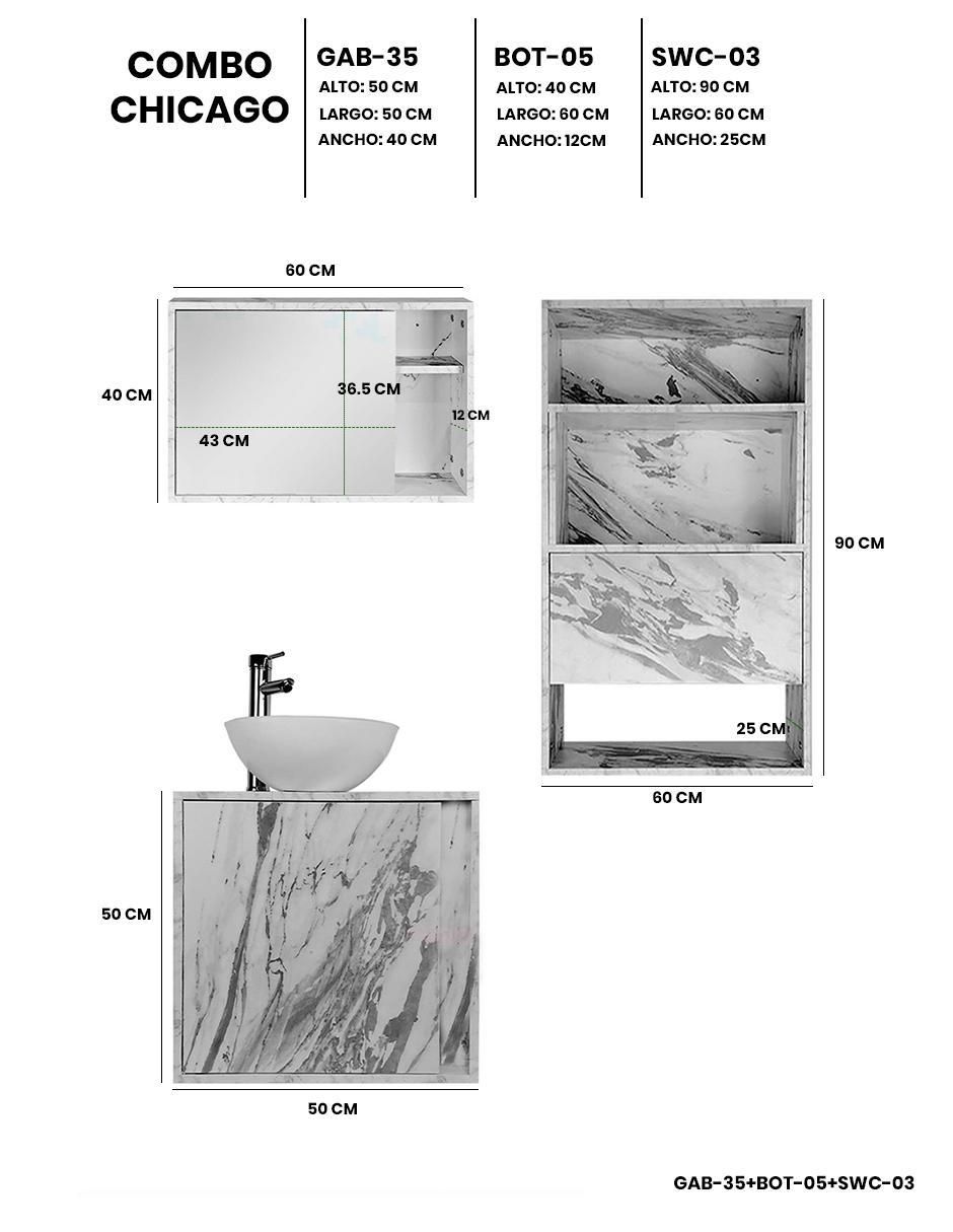 Mueble para baño Chicago de MDF armable 6
