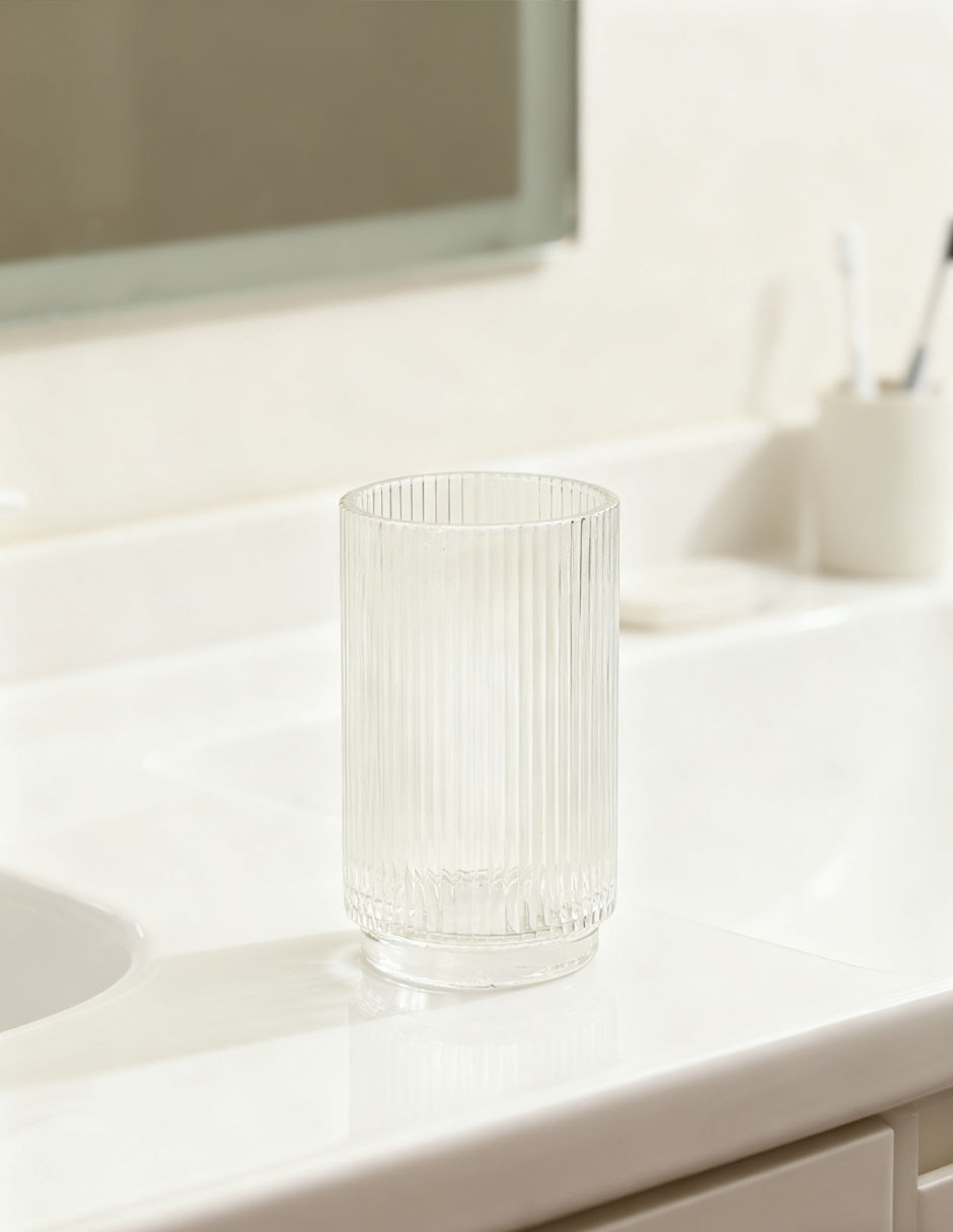 Vaso de baño Ribbed de vidrio 5