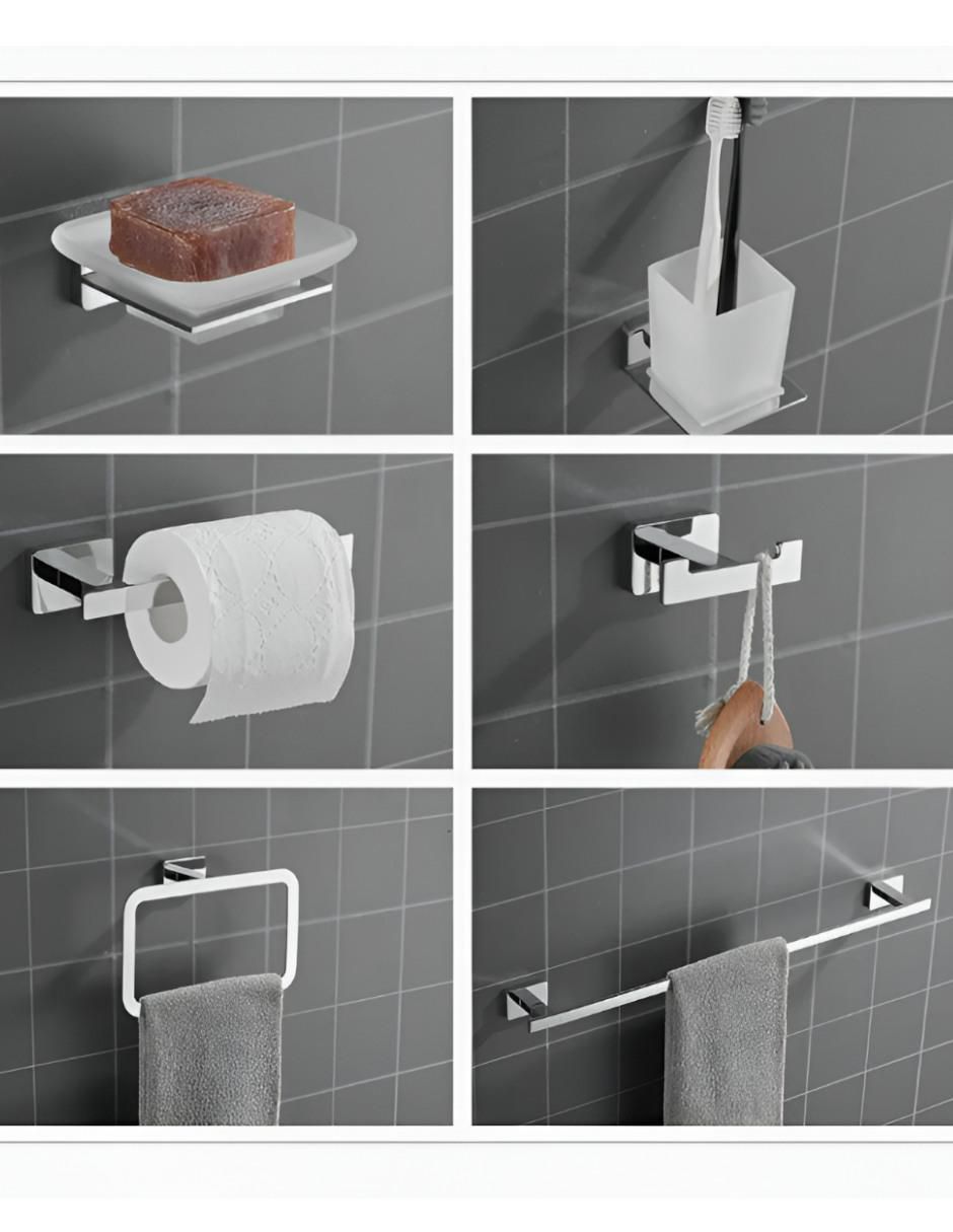 Juego de accesorios para baño de acero inoxidable 6 piezas 2