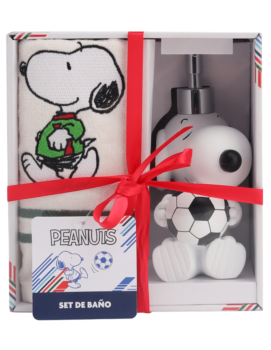 Set de dosificador Snoopy Soccer Champion de resina 2 piezas