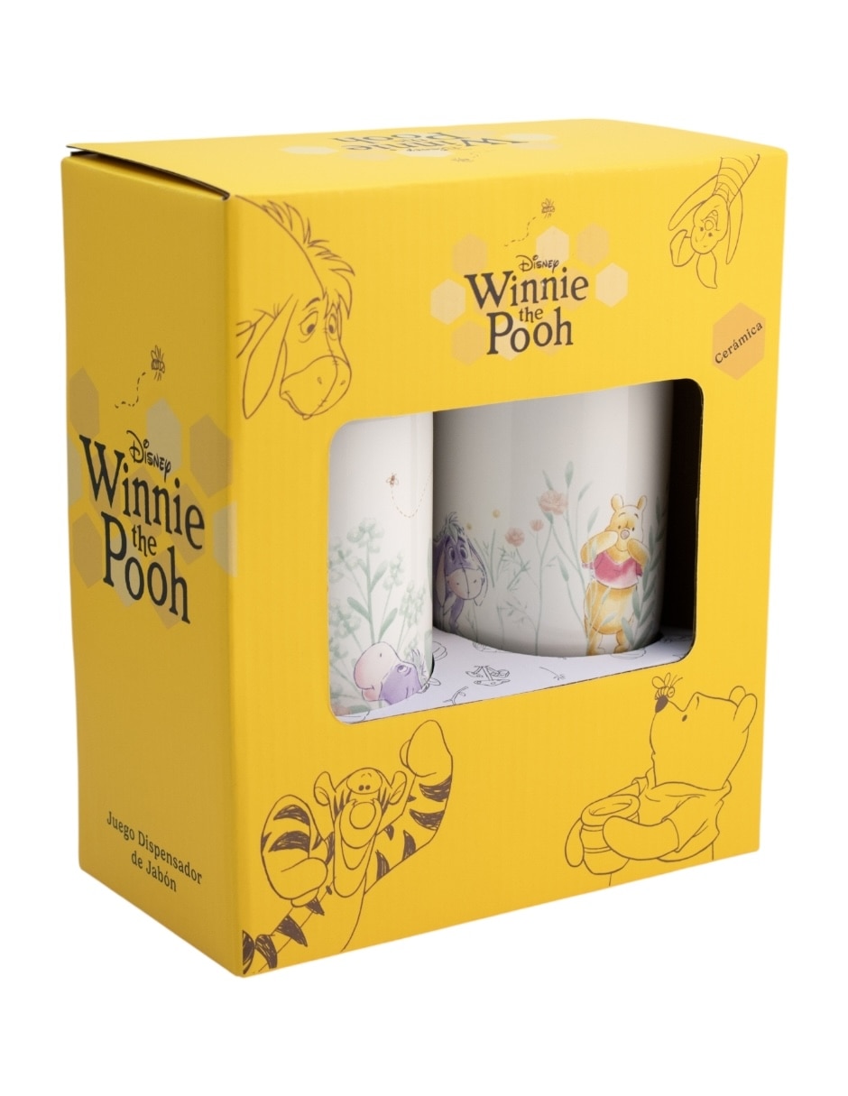 Dosificador jabón convencional + vaso de Winnie Pooh de cerámica 5